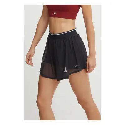 Tréninkové šortky Reebok černá barva, hladké, medium waist, 100205794