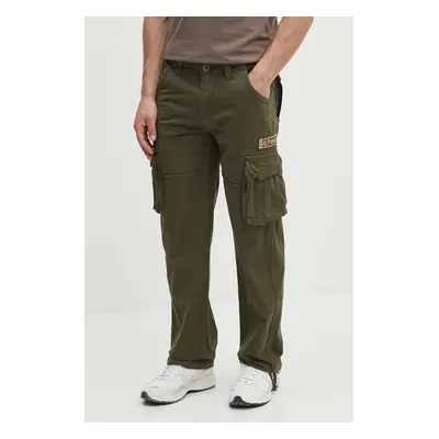 Bavlněné kalhoty Alpha Industries Jet Pant zelená barva, jednoduché, 101212.142