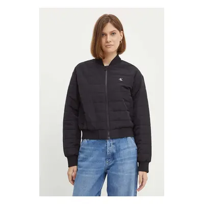 Bomber bunda Calvin Klein Jeans černá barva, přechodná, oversize, J20J223871