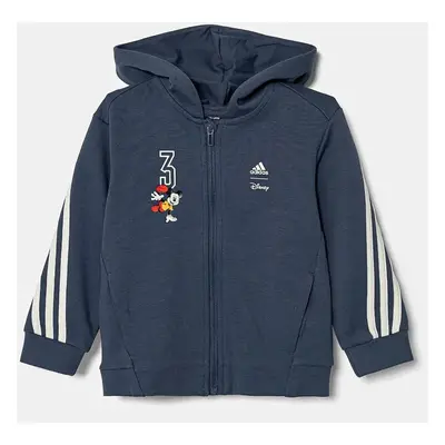 Dětská mikina adidas LK DY MM TT modrá barva, s kapucí, s potiskem, IW0674