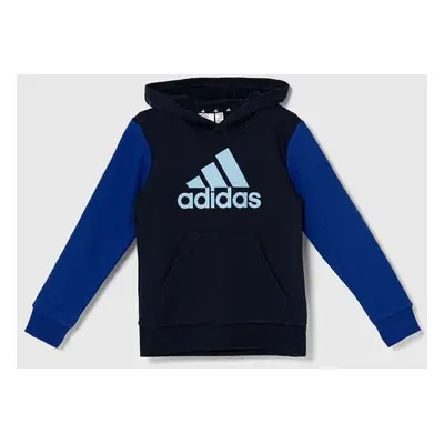 Dětská mikina adidas J BL CB HD tmavomodrá barva, s kapucí, s potiskem, IX9511