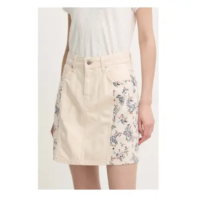 Džínová sukně Pepe Jeans MINI SKIRT HW PAISLEY béžová barva, mini, áčková, PL901135