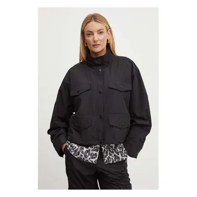 Bunda MICHAEL Michael Kors dámská, černá barva, přechodná, oversize, MT420F97LD