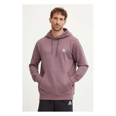 Bavlněná mikina adidas Originals pánská, fialová barva, s kapucí, hladká, IX7673