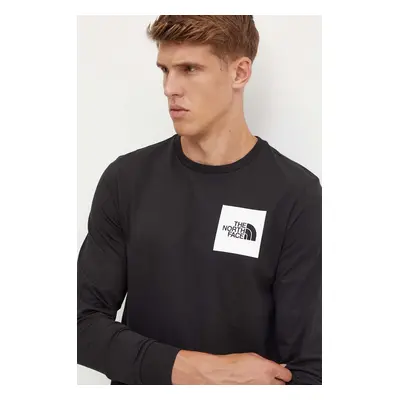 Tričko s dlouhým rukávem The North Face L/S Fine Tee černá barva, s potiskem, NF0A8A6PJK31