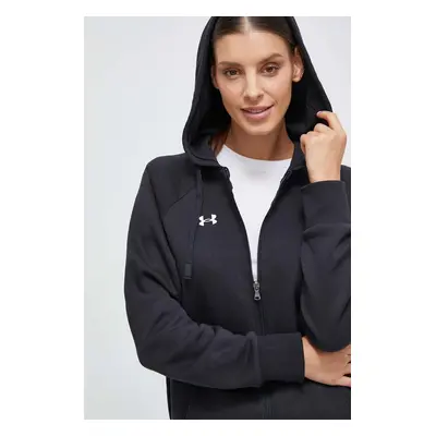 Mikina Under Armour dámská, černá barva, s kapucí, melanžová