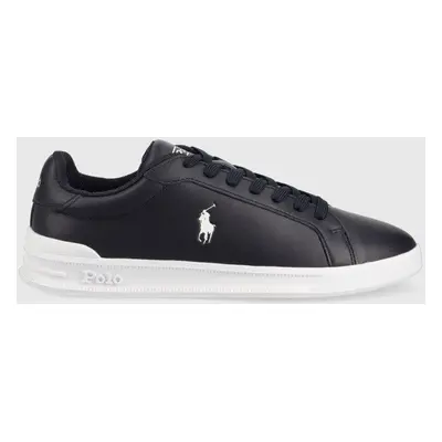 Kožené sneakers boty Polo Ralph Lauren Hrt Ct Ii tmavomodrá barva