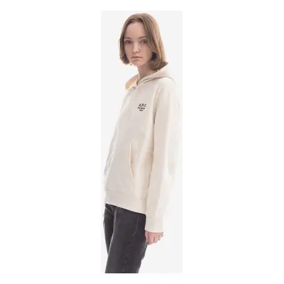 Bavlněná mikina A.P.C. Hoodie Manuela dámská, bílá barva, s kapucí, aplikací, COEZD-F27760 BRIGH