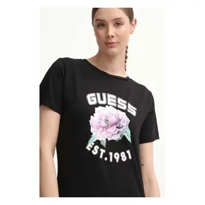 Tričko Guess PEONY černá barva, V4YI15 J1314