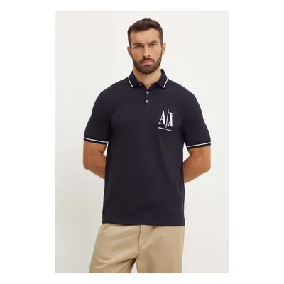 Polo tričko Armani Exchange tmavomodrá barva, s aplikací