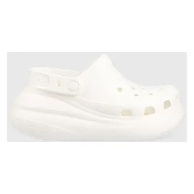 Pantofle Crocs Classic Crush Clog dámské, bílá barva, na platformě, 207521