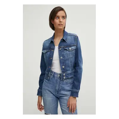 Džínová bunda Pepe Jeans CROPPED JACKET dámská, tmavomodrá barva, přechodná, PL402431HV3