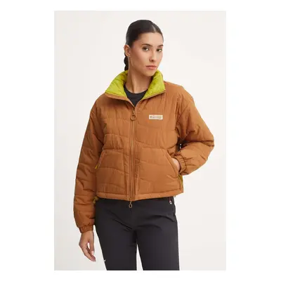 Bunda Columbia Wallowa Insulated dámská, hnědá barva, přechodná, oversize, 2090751