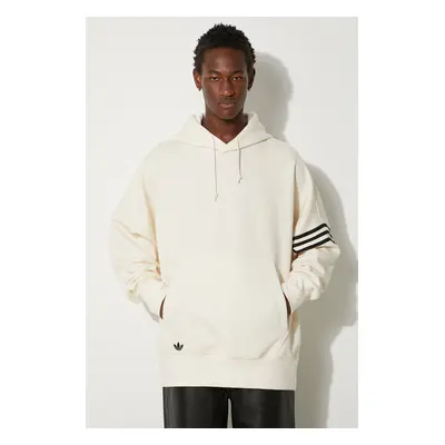 Mikina adidas Originals Neuclassics Hoodie pánská, béžová barva, s kapucí, s aplikací, JF9141