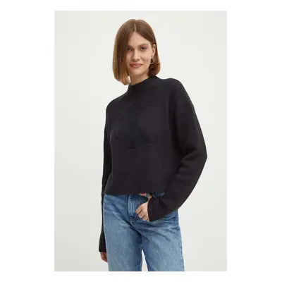 Svetr Calvin Klein Jeans dámský, černá barva, s pologolfem, J20J223615