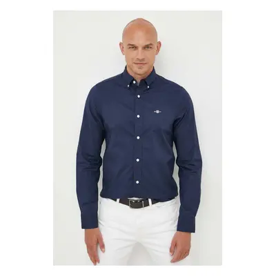 Košile Gant tmavomodrá barva, slim, s límečkem button-down