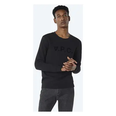 Bavlněná mikina A.P.C. Sweat Vpc COECQ-H27378 BLACK pánská, černá barva, s aplikací