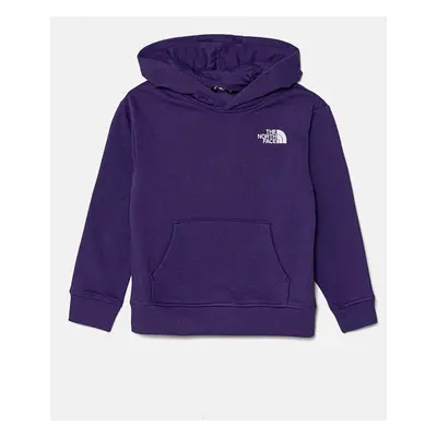 Dětská mikina The North Face VERTICAL GRAPHIC OVERSIZED HOODIE fialová barva, s kapucí, s potisk