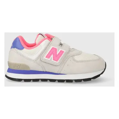 Dětské sneakers boty New Balance šedá barva, PV574DK2-GREY/PINK