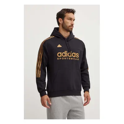 Mikina adidas Tiro pánská, černá barva, s kapucí, s potiskem, IW8869