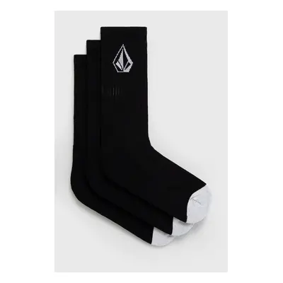 Ponožky Volcom (3-pack) pánské, černá barva