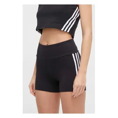 Kraťasy adidas Originals Adicolor dámské, černá barva, vzorované, high waist, IP2980