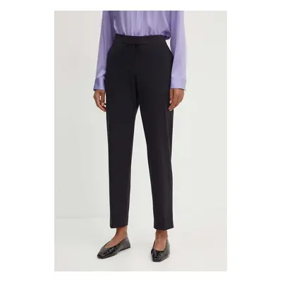 Kalhoty BOSS dámské, černá barva, fason cargo, medium waist, 50523908