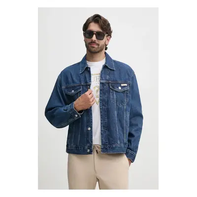 Džínová bunda Calvin Klein Jeans pánská, modrá barva, přechodná, oversize, 00040EM719