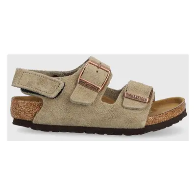 Dětské semišové sandály Birkenstock Milano béžová barva