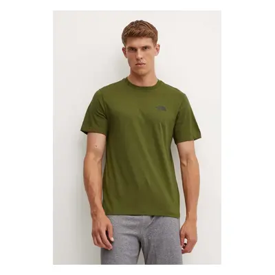 Tričko The North Face M S/S Simple Dome Tee zelená barva, s potiskem, NF0A87NGPIB1