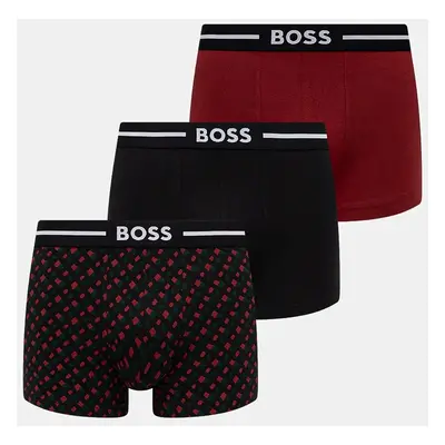 Boxerky BOSS 3-pack pánské, černá barva, 50517836