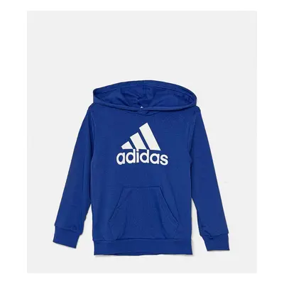 Dětská mikina adidas LK BL FT HD tmavomodrá barva, s kapucí, s potiskem, IX7321