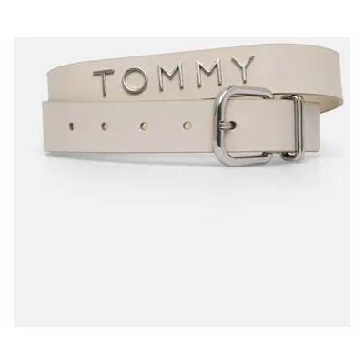 Kožený pásek Tommy Jeans dámský, béžová barva, AW0AW16255