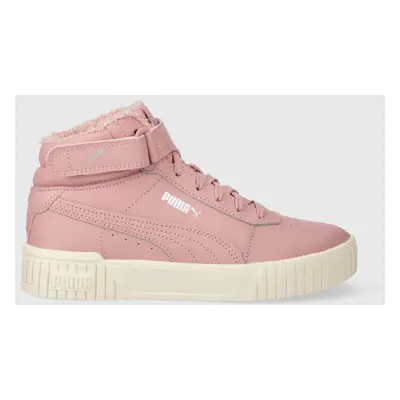 Dětské sneakers boty Puma Carina 2.0 Mid WTR Jr růžová barva