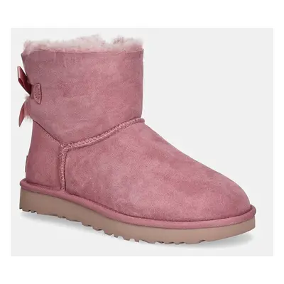 Semišové sněhule UGG Mini Bailey Bow II růžová barva, 1016501-DYR