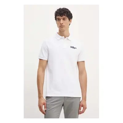 Bavlněné polo tričko Tommy Hilfiger bílá barva, s aplikací, MW0MW35603