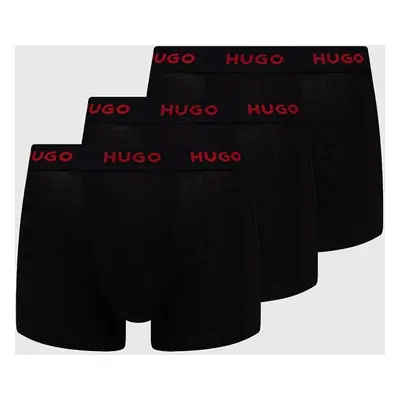 Boxerky HUGO 3-pack pánské, černá barva, 50517878