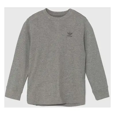 Dětské bavlněné tričko s dlouhým rukávem adidas Originals LONG SLEEVE šedá barva, IX5306