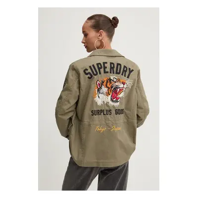 Bavlněná bunda Superdry zelená barva, W5011762A-NY8