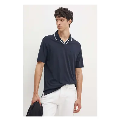 Bavlněné polo tričko Armani Exchange tmavomodrá barva, s aplikací, 6DZFJS ZJBYZ