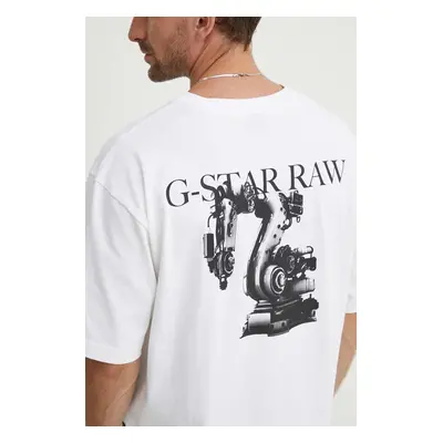 Bavlněné tričko G-Star Raw bílá barva, s potiskem, D24691-C784