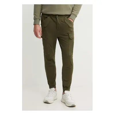 Bavlněné kalhoty Alpha Industries Airman Pant zelená barva, 188201.142