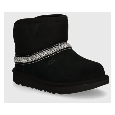 Dětské semišové sněhule UGG CLASSIC MINI CRESCENT černá barva, 1157697T