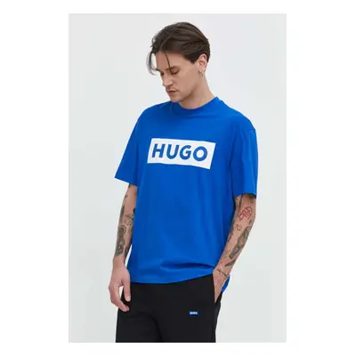 Bavlněné tričko Hugo Blue s potiskem, 50522376