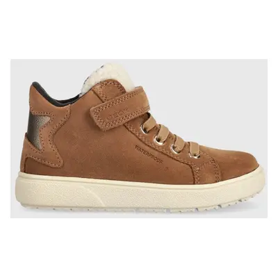 Dětské semišové sneakers boty Geox J36HYC 022BH J THELEVEN WPF hnědá barva