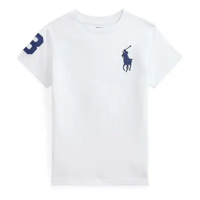 Dětské bavlněné tričko Polo Ralph Lauren bílá barva, s potiskem, 322832907037