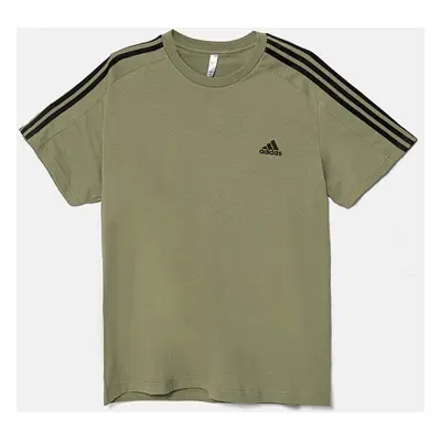 Bavlněné tričko adidas Essentials zelená barva, s aplikací, JE0346