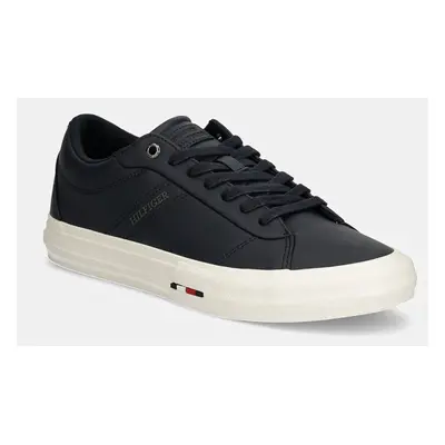 Kožené sneakers boty Tommy Hilfiger TH HI VULC STREET RWB LTH LOW tmavomodrá barva, FM0FM05201