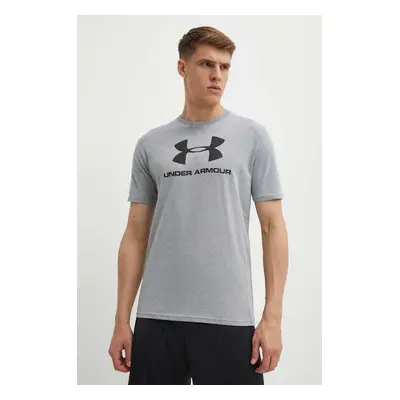 Tričko Under Armour 1329590 šedá barva, s potiskem, 1329590-100