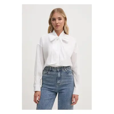 Bavlněná košile Pepe Jeans KARYMA bílá barva, relaxed, s vázaným výstřihem, PL304954